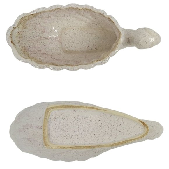 Vintage USA 200 Ceramic Seashell Planter Tabletop Serving Bowl Speckled Cream - Picture 10 of 10